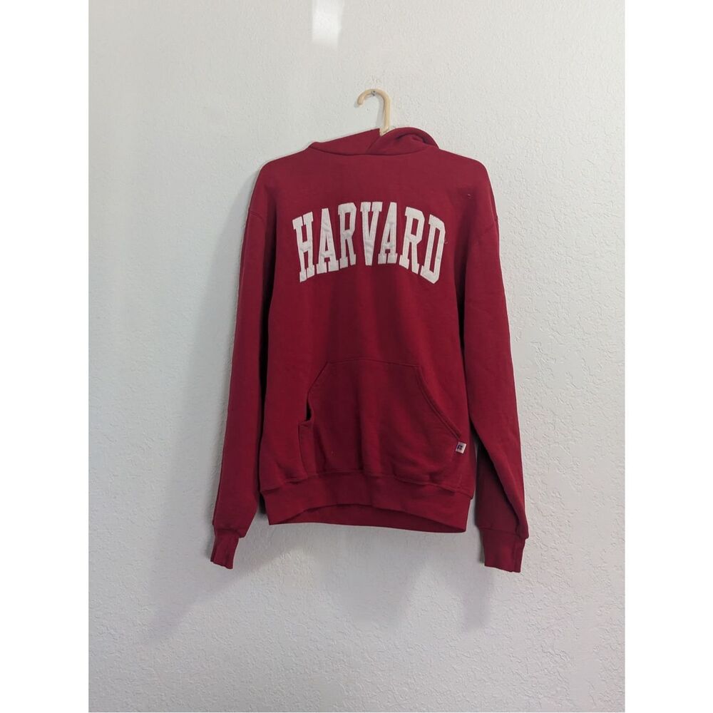 Vintage Harvard Sweatshirt Mens Medium Burgundy Hoodie Pullover Russell